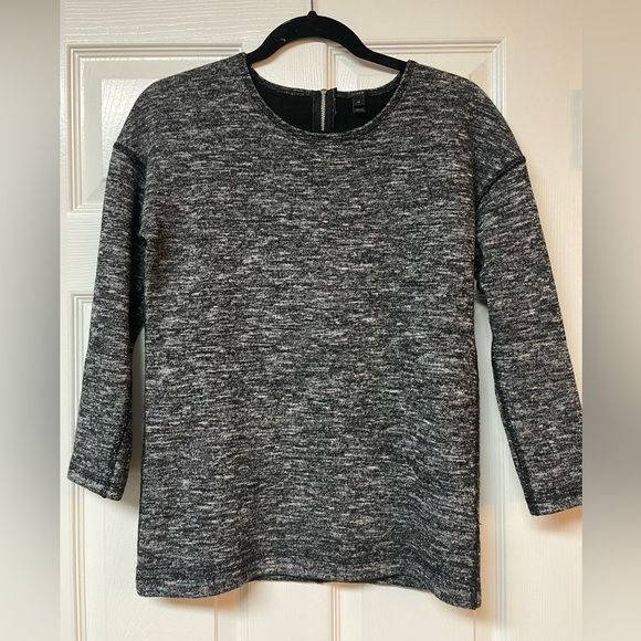NWOT J. Crew Wool Blend Top Grey/black Size XS exposed zipper, wool, preppy - Picture 2 of 6